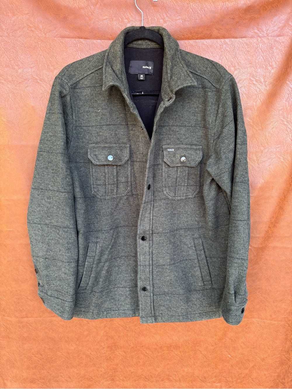 Hurley Olive Green Fleece Lined Shirt Jacket Shacket Men’s Medium